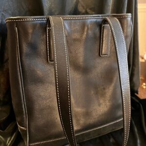 Coach Hampton Tote Black Leather Tote Bag